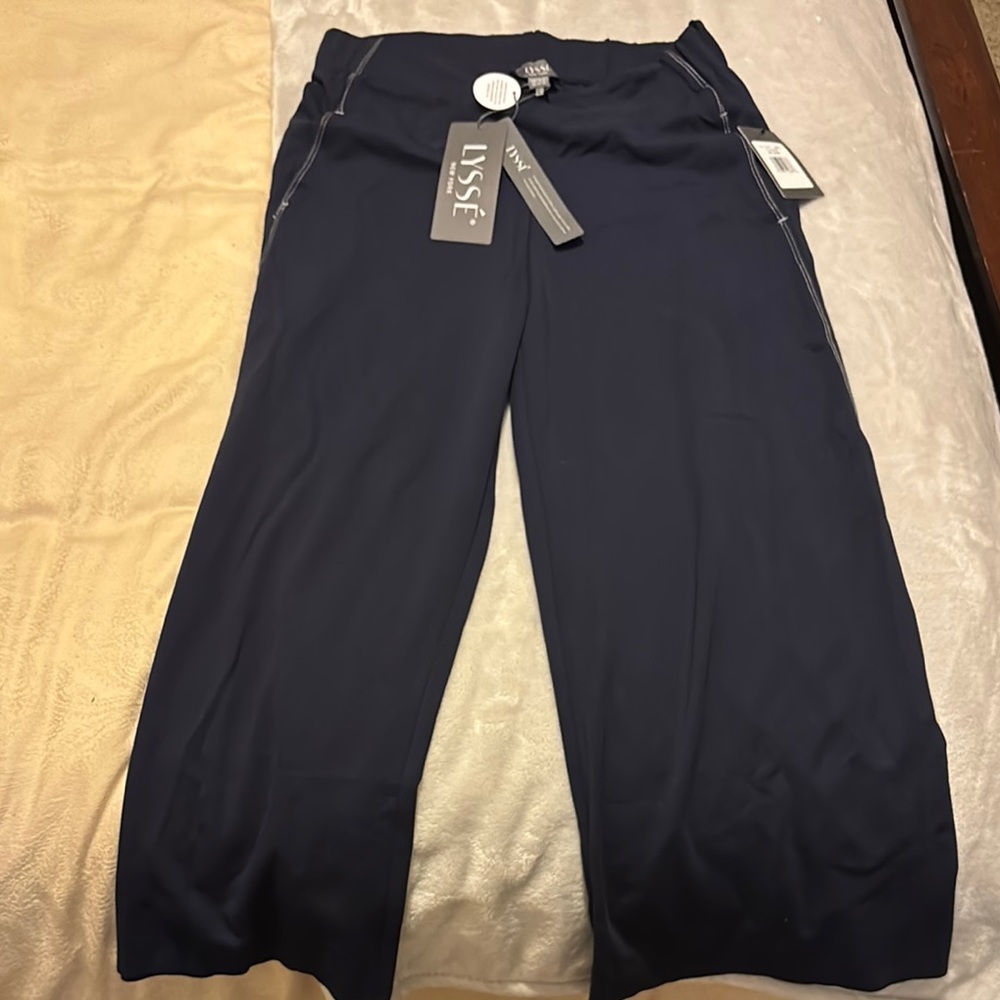 Lysse Blue Ankle Cropped Pants Relaxed Fit NWT